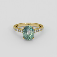 3.36 Ct. Bluish Green Sapphire Ring, 14K Yellow Gold 1