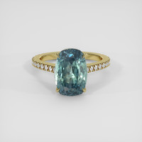 7.47 Ct. Bluish Green Sapphire Ring, 14K Yellow Gold 1