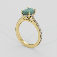 3.36 Ct. Bluish Green Sapphire Ring, 18K Yellow Gold 2
