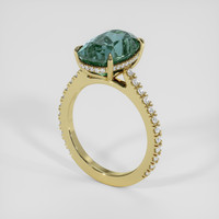 7.47 Ct. Bluish Green Sapphire Ring, 18K Yellow Gold 2