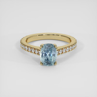1.88 Ct. Greenish Blue Sapphire Ring, 18K Yellow Gold 1