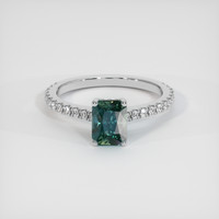 1.58 Ct. Bluish Green Sapphire Ring, Platinum 950 1