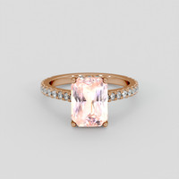 3.92 Ct. Padparadscha Sapphire Ring, 14K Rose Gold 1