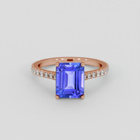 2.52 Ct. Violetish Blue Tanzanite Ring, 18K Rose Gold 1