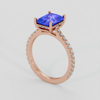 2.52 Ct. Violetish Blue Tanzanite Ring, 18K Rose Gold 2