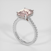 4.16 Ct. Peach Sapphire Ring, 14K White Gold 2