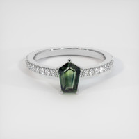 1.02 Ct. Green Sapphire Ring, 14K White Gold 1