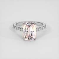 4.16 Ct. Peach Sapphire Ring, 18K White Gold 1