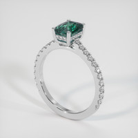 1.58 Ct. Bluish Green Sapphire Ring, 18K White Gold 2