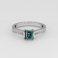 0.88 Ct. Bluish Green Sapphire Ring, Platinum 950 1