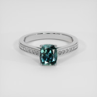1.36 Ct. Bluish Green Sapphire Ring, Platinum 950 1
