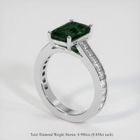 2.99 Ct. Bluish Green Sapphire Ring, 18K White Gold 2