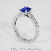 1.09 Ct. Blue Sapphire Ring, 18K White Gold 2