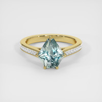 2.44 Ct. Greenish Blue Sapphire Ring, 14K Yellow Gold 1
