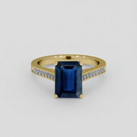 3.52 Ct. Blue Sapphire Ring, 18K Yellow Gold 1
