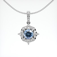 1.30 Ct. Blue Sapphire Pendant, 14K White Gold 1