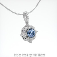1.30 Ct. Blue Sapphire Pendant, 14K White Gold 2