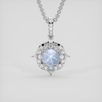 3.00 Ct. Greyish Blue Sapphire Pendant, 14K White Gold 1