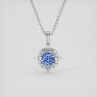 1.87 Ct. Blue Sapphire Pendant, 14K White Gold 1