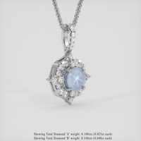 3.00 Ct. Greyish Blue Sapphire Pendant, 18K White Gold 2