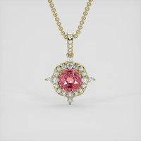 3.07 Ct. Padparadscha Sapphire Pendant, 14K Yellow Gold 1