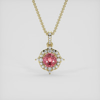 3.07 Ct. Padparadscha Sapphire Pendant, 18K Yellow Gold 1
