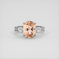 4.16 Ct. Padparadscha Sapphire Ring, 18K White Gold 1