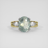 4.70 Ct. Bluish Green Sapphire Ring, 18K White & Yellow 1