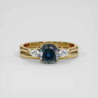 1.34 Ct. Bluish Green Sapphire Ring, 14K Yellow Gold 1