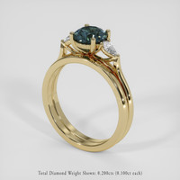 1.34 Ct. Bluish Green Sapphire Ring, 18K Yellow Gold 2