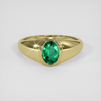 0.66 Ct. Emerald Ring, 18K Yellow Gold 1