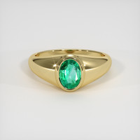 0.72 Ct. Emerald Ring, 18K Yellow Gold 1