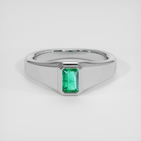 0.49 Ct. Emerald Ring, 18K White Gold 1