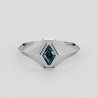 0.59 Ct. Bluish Green Sapphire Ring, 18K White Gold 1