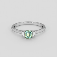0.70 Ct. Bluish Green Sapphire Ring, 10K White Gold 1