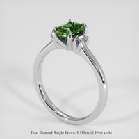 0.98 Ct. Green Sapphire Ring, 18K White Gold 2