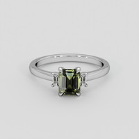 0.94 Ct. Green Sapphire Ring, 18K White Gold 1