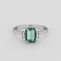 1.60 Ct. Bluish Green Sapphire Ring, 18K White Gold 1