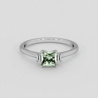 0.92 Ct. Green Sapphire Ring, 18K White Gold 1