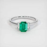 0.75 Ct. Emerald Ring, 18K White Gold 1