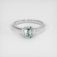 0.76 Ct. Bluish Green Sapphire Ring, 18K White Gold 1