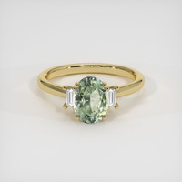 1.33 Ct. Yellowish Green Sapphire Ring, 10K Yellow Gold 1