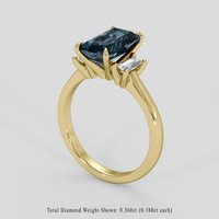 3.10 Ct. Greenish Blue Sapphire Ring, 14K Yellow Gold 2