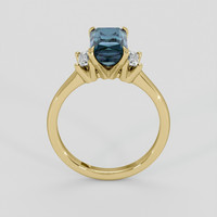 3.10 Ct. Greenish Blue Sapphire Ring, 14K Yellow Gold 3