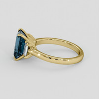3.10 Ct. Greenish Blue Sapphire Ring, 14K Yellow Gold 4