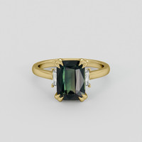3.02 Ct. Green Sapphire Ring, 14K Yellow Gold 1