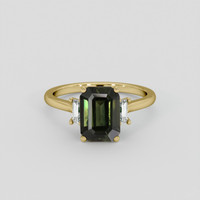 2.57 Ct. Green Sapphire Ring, 14K Yellow Gold 1