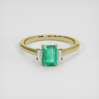 1.08 Ct. Emerald Ring, 18K Yellow Gold 1