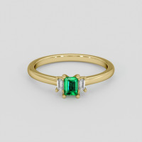 0.20 Ct. Emerald Ring, 18K Yellow Gold 1
