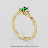 0.20 Ct. Emerald Ring, 18K Yellow Gold 2